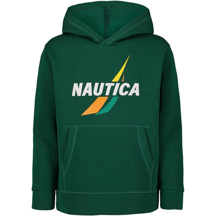 Sudadera con capucha de forro polar de manga larga Nautica para niños, cómoda, ajuste relajado, J-Class Spilt Evergreen, 10-12