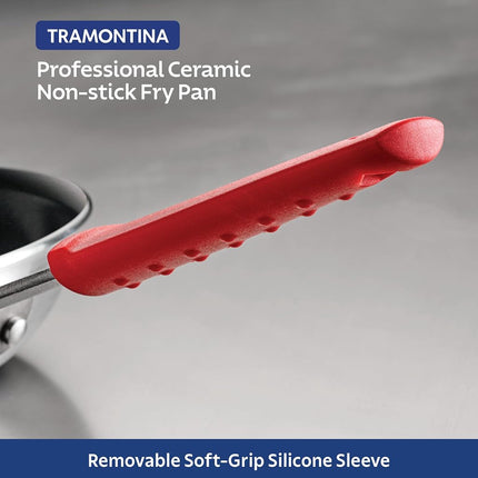 Tramontina 8 Inch Professional Non Stick Ceramic Small Frying Pan, Thick Aluminum Frying Pan with Non-Stick Coating, Dishwasher and Oven Safe, Black