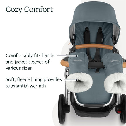 UPPAbaby CozyHandmuff - Easily Attaches to Stroller Handlebars - Ultra-Plush, Weather-Proof Hand Protection - Callum (Stone Blue)