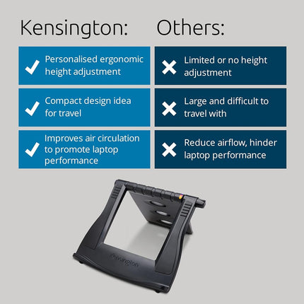 Kensington Black Foldable 12–17” Adjustable Easy Riser Laptop Stand
