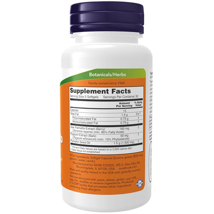 NOW Pygeum & Saw Palmetto,60 Softgels