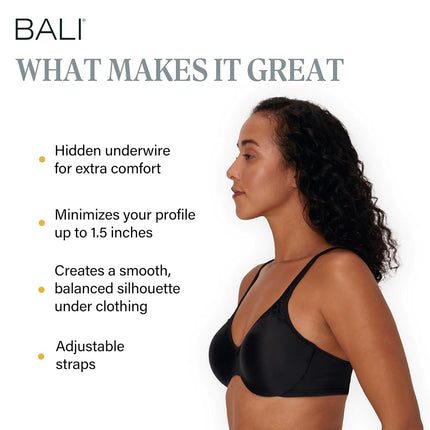 Maidenform Women's Bali-Passion for Minimizer Wired Bra, Black (Noir Xbk), 38C