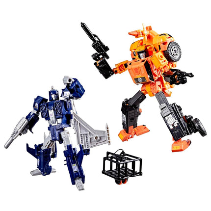 Transformers La Era de los Primes Colección Destrucción y Condena Pack de 2, Figuras de Acción de Autobot Sandstorm de 7.5 Pulgadas y Slugslinger de 5.5 Pulgadas, Juguetes Robot, 8+