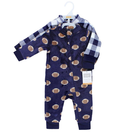 Grenouillères en peluche Hudson Baby pour bébés filles, ballon de football bleu, 3-6 mois