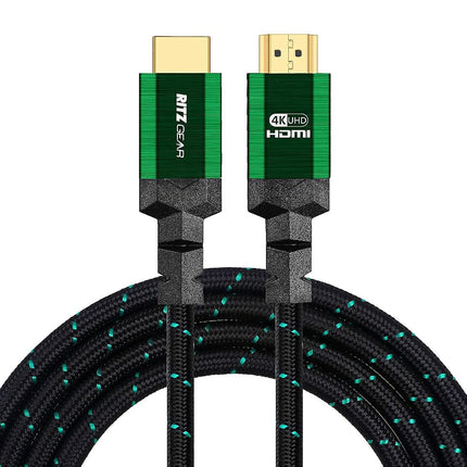 4K HDMI 2.0 Cable 3 ft. by RitzGear. 18 Gbps Ultra High Speed Braided Nylon Cord & Gold Connectors - 4K@60Hz/UHD/3D/2160p/1080p/ARC & Ethernet. Compatible with UHD TV/Monitor/PC/PS5/Xbox