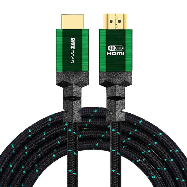 4K HDMI 2.0 Cable 3 ft. by RitzGear. 18 Gbps Ultra High Speed Braided Nylon Cord & Gold Connectors - 4K@60Hz/UHD/3D/2160p/1080p/ARC & Ethernet. Compatible with UHD TV/Monitor/PC/PS5/Xbox