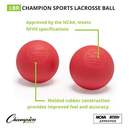 Champion Sports Official Lacrosse Balls (Red, Pack of 12)