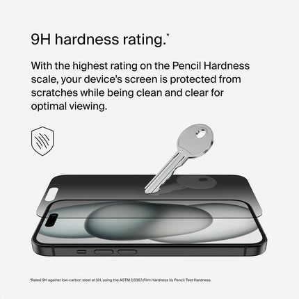 Belkin ScreenForce TemperedGlass Treated Privacy Screen Protector for iPhone 15 & iPhone 14 Pro - Slim & Scratch-Resistant - Includes Easy Align Tray for Bubble Free Application