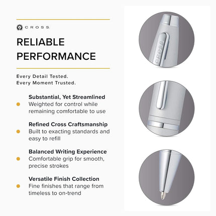 CROSS Calais Ballpoint Pen in Satin Chrome incl. Premium Gift Box – Refillable Medium Ballpen