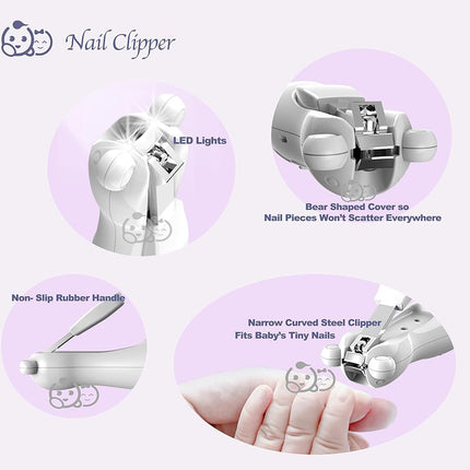 Royal Angels Rechargeable Baby Nail Clippers 20 in 1, Safe Electric Nail Trimmer, Baby Nail Kit, Additional Replacements, Newborn Toddler Toes and Fingernails, Trim and Polish (Rechargeable, Snow)