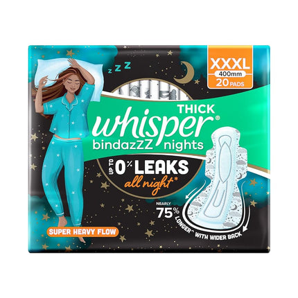 Whisper Ultra Night Sanitary Pads for Women, XXXL 20 Napkins
