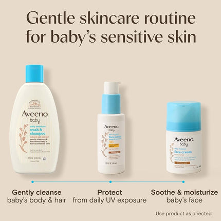 Aveeno Baby Daily Moisture Face Cream, Oat Enriched Moisturizing Cream for Babies’ Sensitive Facial Skin, Strengthens Skin’s Moisture Barrier, Ultra-Hydrating, Non-Greasy, Fragrance-Free, 1.5 oz