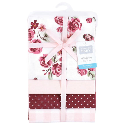 Hudson Baby Unisex Baby Cotton Flannel Receiving Blankets, Sweet Roses, One Size