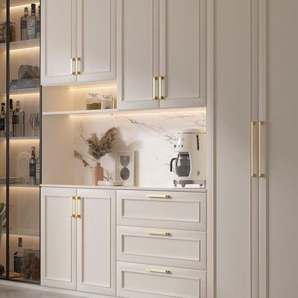 Lepatape Pack of 10 9901GD96 Gold Furniture Handles Brushed Brass Cabinet Handles - Gold Drawer Handles Brass Cabinet Handles Champagne Gold