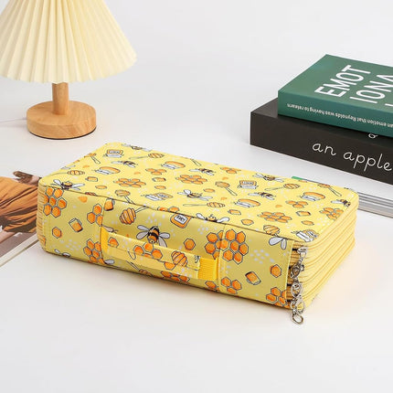 Lbxgap 300 Individual-Slots Pencil Case 4-Layer Zipped Holder w/Handle