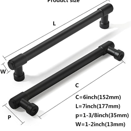 khtumeware 2 Pack Matte Black Cabinet Pulls 6 Inch(152mm) Hole Centers Kitchen Cabinet Handles Cabinet Hardware Kitchen Handles for Cabinets Cupboard Handles Drawer Pulls