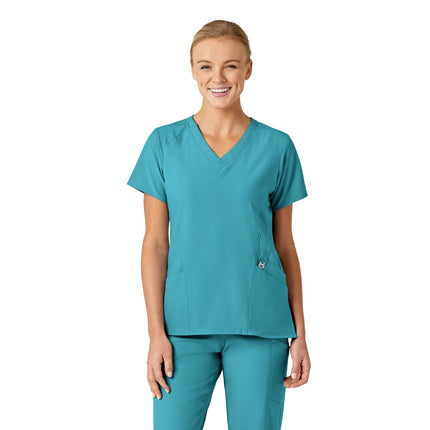 WonderWink 6155ATEALSM W123 Women's Stylized V-nec