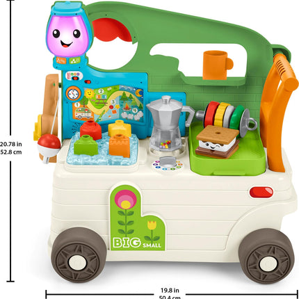 Fisher-Price Ríe y Aprende Autocaravana 3 en 1 para bebés y niños pequeños, andador y centro de actividades con Smart Stages para edades de más de 9 meses
