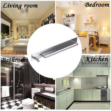 Sumnacon Towel Bar Rack with Hook, 13.38 Inch Self Adhesive Stainless Steel Towel Holder Organizer for Bathroom Kitchen Bedroom, Brushed Finish