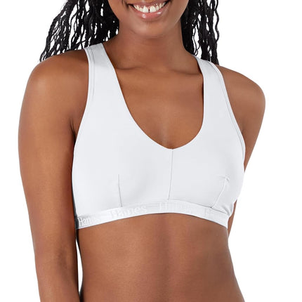Hanes Women's Originals Ultra Supersoft Racerback, Viscose from Bamboo Bralette Bra, Opaque, White, M