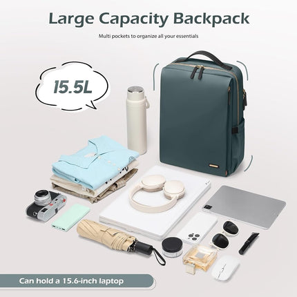 GOLF SUPAGS Stylish Laptop Backpack for Women Airline Approved Perfect for Work College and Travel Multi-Functional Casual Daypack Fits 15.6 Inch Notebook (Atrovirens)