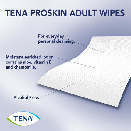 TENA Adult Wipes for Incontinence & Cleansing, ProSkin - 288 Count (6 packs of 48)