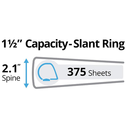 Avery 17835 1.5 Inch Slanted Ring Lever Arch File 375 Sheets Heavy Duty Green