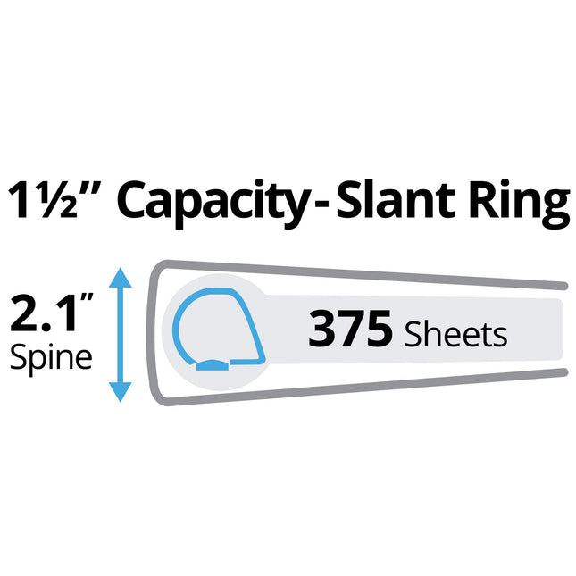 Avery 17835 1.5 Inch Slanted Ring Lever Arch File 375 Sheets Heavy Duty Green