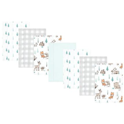 Bavoirs en flanelle de coton unisexe Hudson Baby, motif « Woodland Pals » neutre, lot de 7, taille unique