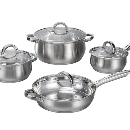12-Piece Induction Ready Stainless Steel Cookware Sets with Glass Lid, Silver on Cookware Sets Stainless Steel