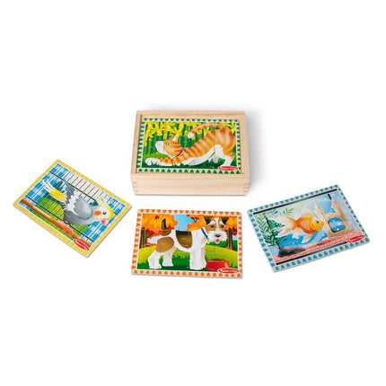 Melissa & Doug 3790 Pets 4-in-1 Wooden Jigsaw Puzzles in a Storage Box (48 pcs)