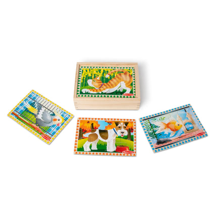 Melissa & Doug 3790 Mascotas Rompecabezas de Madera 4 en 1 en Caja de Almacenamiento (48 pzs)