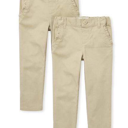 The Children's Place Baby Girls' and Toddler Skinny Chino Pants, Sandy 2-Pack, 4T