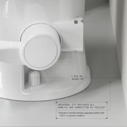 Dometic Model 400 Essential RV Toilet – Round Lightweight Plastic Bowl, Universal Fit & 2-Bolt Mount, 18" Chair Height Residential Style, Gravity Flush Toilet with Soft-Close Seat, White (9610008275)
