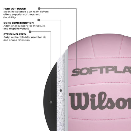Wilson AVP Soft Play Volleyball, Official Size, Pink