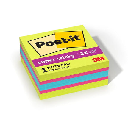 Post-it Super Sticky Notes Cube, 3 in x 3 in, Bright Colors, 1 Cube/Pack, 360 Sheets/Cube (2027-SSGFA)
