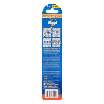 Brush Buddies Blippi Kids Toothbrushes, Manual Toothbrushes for Kids, Toothbrush for Toddlers 2+ Years, Blippi Childrens Toothbrush, Soft Toothbrushes, 2PK, Gentle Bristles Small Head Grip Easy