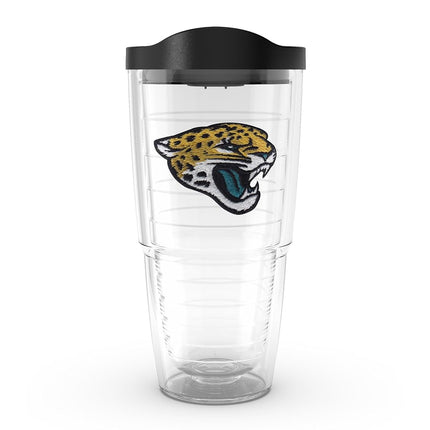 Vaso individual Tervis NFL Jacksonville Jaguars Emblem con tapa negra, 24 oz, Transparente