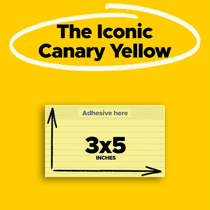 Original Notes, 3 x 5, Lined, Canary Yellow, 12 100-Sheet Pads/Pack