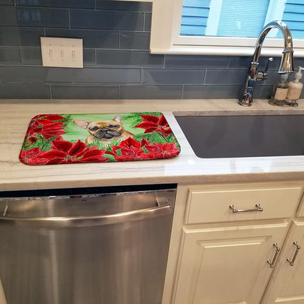 Caroline's Treasures CK1336DDM French Bulldog Poinsettas Dish Drying Mat, 14 x 21", multicolor