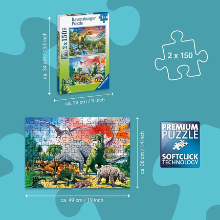 Ravensburger Children Puzzles Dinosaurs 2x150 Pc Puzzle - Ages 7+
