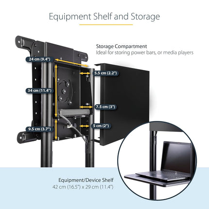 StarTech Mobile TV Cart 37in to 70in up to 70kg/154lb, VESA (MBLTVSTNDEC)