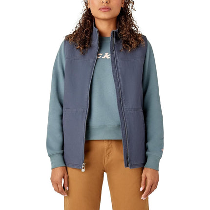 Dickies Womens Fleece Lined Duck Canvas Vest, Grey, 4X-Large Plus
