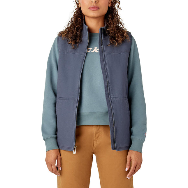 Dickies Womens Fleece Lined Duck Canvas Vest, Grey