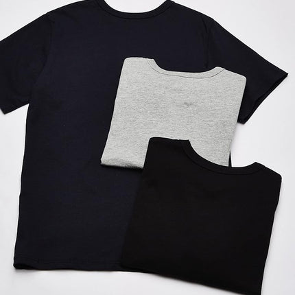 The Children's Place boys Short Sleeve Basic Layering T-shirt T Shirt, Black/Tidal/H Gray 3 Pack, Large US