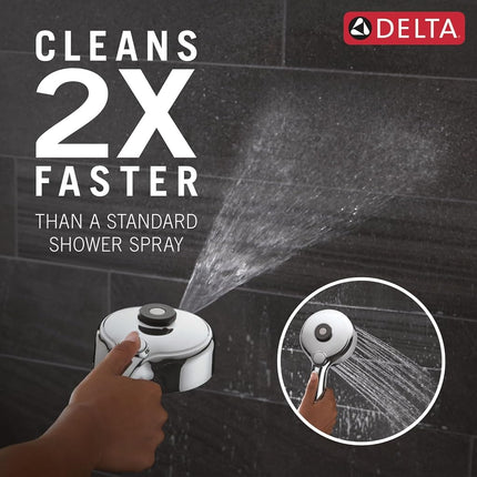 Delta 6-Setting PivotPro 3-in-1 Combination Shower Head with ProClean Spray, Chrome Round Shower Head Rainfall with Handheld Spray, 1.75 GPM, Chrome 75649