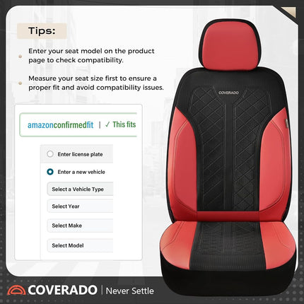 Coverado Seat Covers Full Set, Waterproof Car Seat Covers, PU Leather & Breathable Mesh Seat Protectors, 5-Piece Automotive Seat Covers, Universal Fit for SUVs, Trucks, Sedans