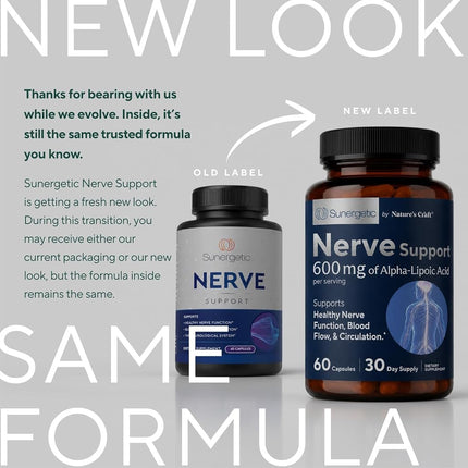 Premium Nerve Support Supplement – with Alpha Lipoic Acid (ALA) 600 mg, Acetyl-L-Carnitine (ALC) & Benfotiamine - Nerve Support Formula for Healthy Circulation, Feet, Hands & Toes - 60 Capsules