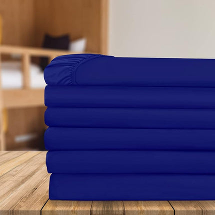 Elegant Comfort 6-Pack Fitted Bottom Sheets 1500 Thread Count Premium Hotel Quality, Deep Pocket, Wrinkle-Free, Stain and Fade Resistant-Side Pockets for Storage, 6PACK Fitted-Twin/Twin XL, Royal Blue