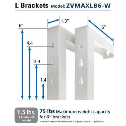 Soportes en L para pared y techo Elite Screens ZVMAXLB6-W